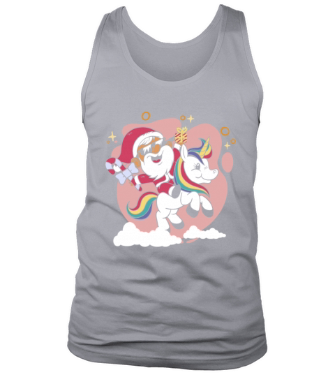 Christmas santa riding unicorn with Christmas tree Tank Top Unisex