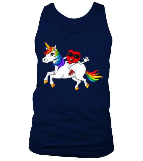 heart riding unicorn valentines day girls kids Tank Top Unisex