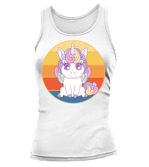Cute Kawaii Unicorn Retro Sunset Vintage Tank top Woman