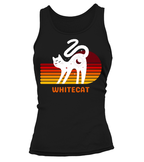 funny white cat retro vintage whitecat Tank top Woman
