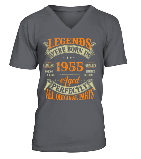 67th Birthday Vintage Legends Born In 1955 67 Year V-Neck T-shirt