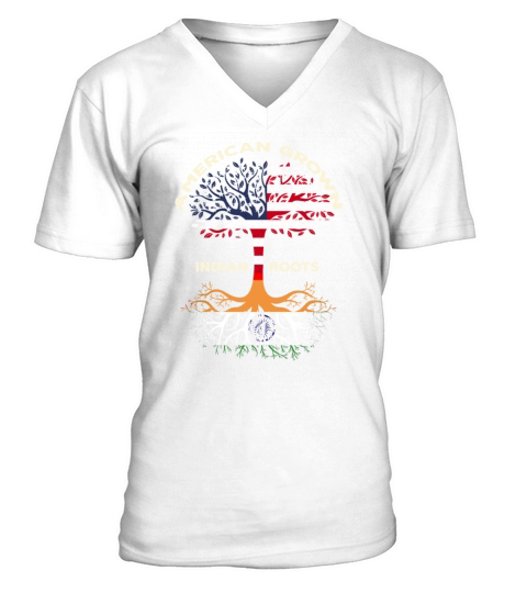 American Flag Vintage Quote Indian Roots - Punjabi V-Neck T-shirt