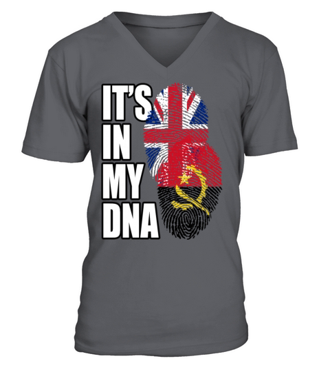 Angolan And British Mix Heritage DNA Flag V-Neck T-shirt