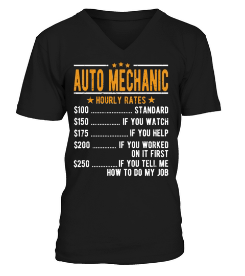 Auto Mechanic Hourly Rates V-Neck T-shirt