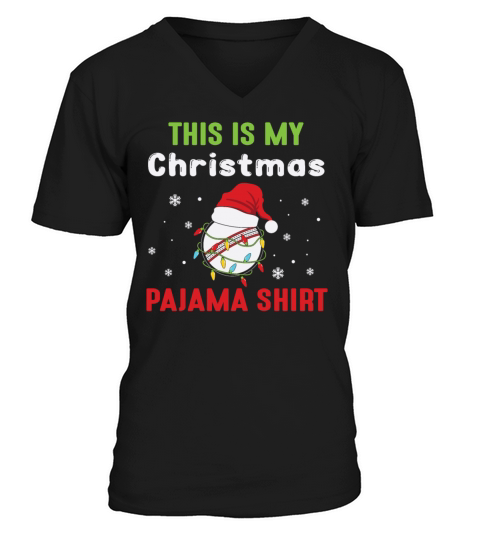 Cricket Ball Christrmas Pajama Santa V-Neck T-shirt