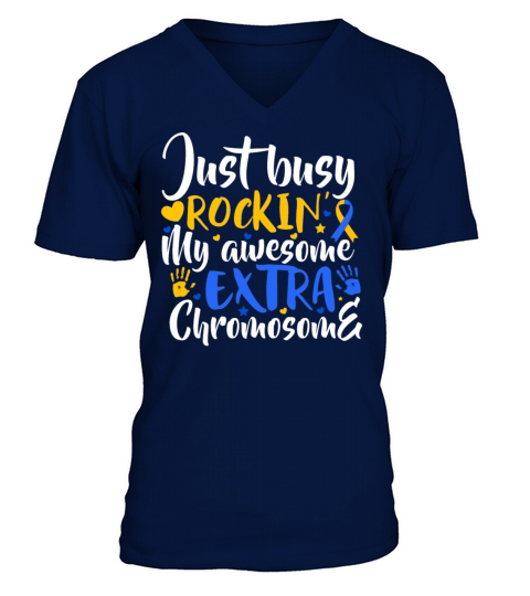 Down Syndrome Awareness Rockin V-Neck T-shirt