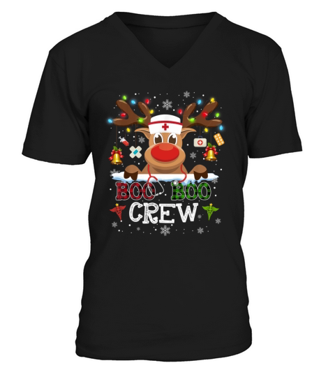 Funny Christmas 2022 Boo Boo Crew Nursing Squad Wo V-Neck T-shirt