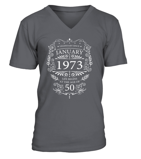 January 1973 Birthday Vintage 50th Birthday V-Neck T-shirt