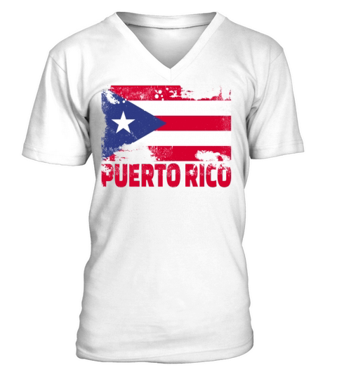 Puerto Rico Flag Vintage Distressed Caribbean Grun V-Neck T-shirt
