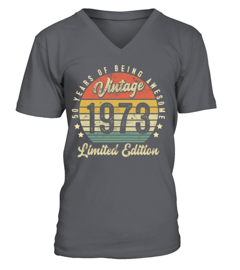 Retro Vintage 1973 Awesome 50th Birthday V-Neck T-shirt