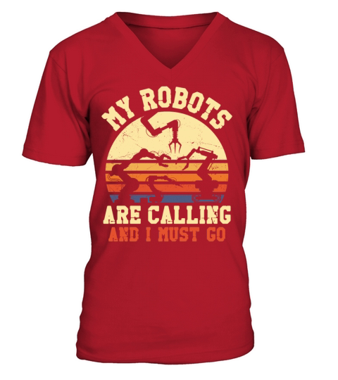 Robot Robotics Engineer Retro V-Neck T-shirt