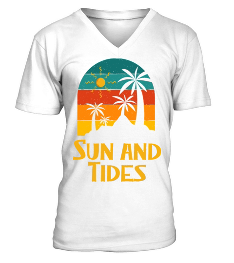 Sun and Tides Surfing Beach Surfer Ocean Holiday V-Neck T-shirt