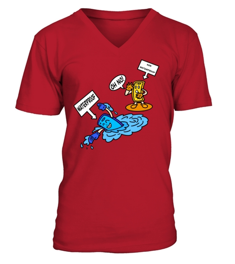 Swimming with cartoon smart phone V-Neck T-shirt