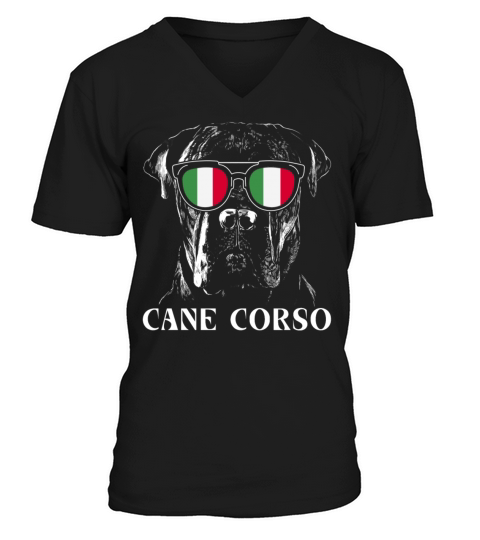 Vintage Cane Corso Dog Italy Flag V-Neck T-shirt