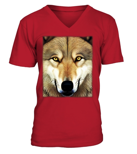 Wolf artwork design predator face imprint V-Neck T-shirt