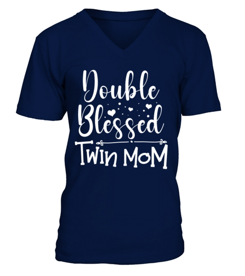 Womens Twin Mama Twin Mom to Be Pregnancy V-Neck T-shirt