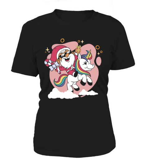 Christmas santa riding unicorn with Christmas tree Women's T-Shirt
