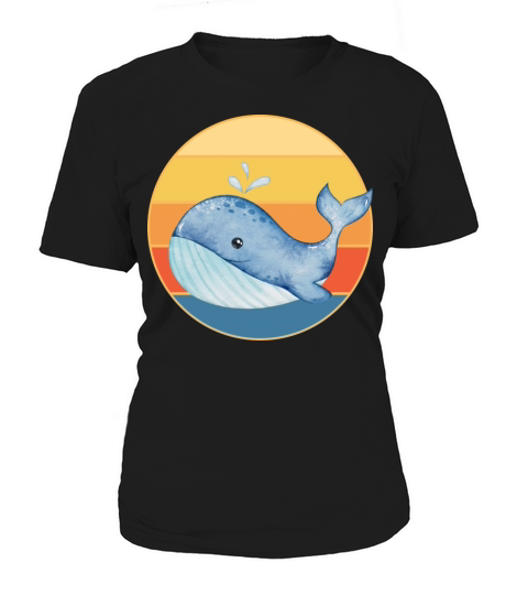 Cute Kawaii Whale Retro Sunset Vintage Ocean Women's T-Shirt
