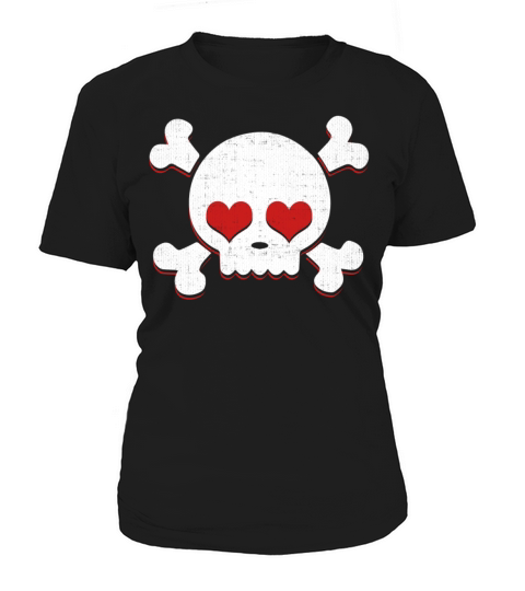 Skull Heart Valentines Day Pirate Flag Women's T-Shirt