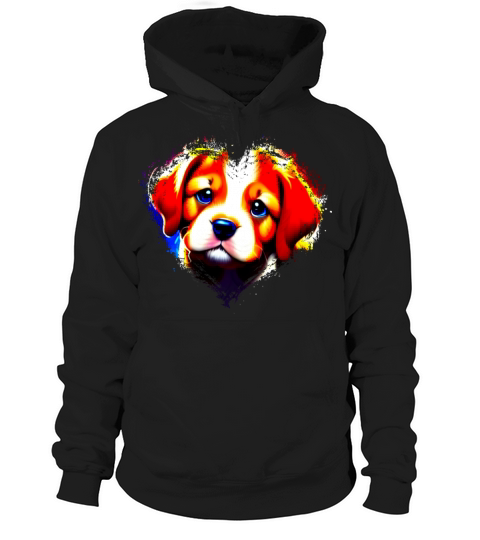Cute Colorful Rainbow Dog Valentines Day Heart Hoodie Unisex