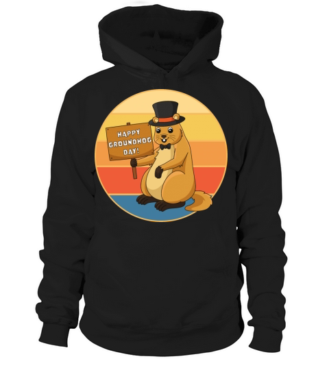 Cute Groundhog Retro Sunset Vintage Animal Lover Hoodie Unisex