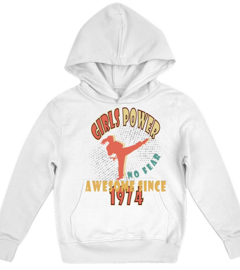 1974 vinatge Girls Power Birthday Kids Hoodie
