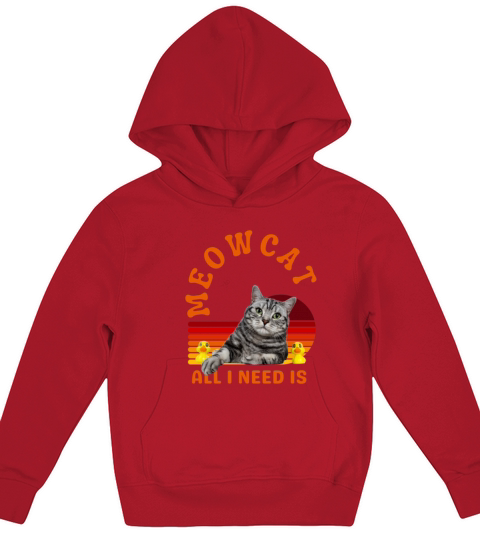 All I need is Meowcat funny cats art tee retro vin Kids Hoodie