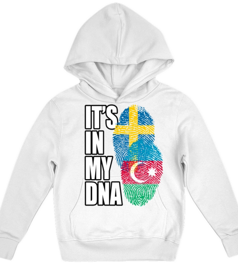 Azerbaijani And Swedish Mix Heritage DNA Flag Kids Hoodie