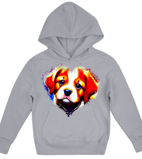 Cute Colorful Rainbow Dog Valentines Day Heart Kids Hoodie