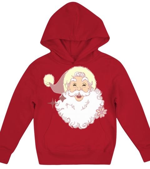 Merry Christmas Cute retro vintage pink Santa Claus Kids Hoodie