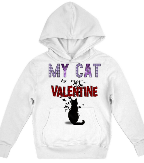 Romantic Valentine Cat With Colorful Quote Kids Hoodie