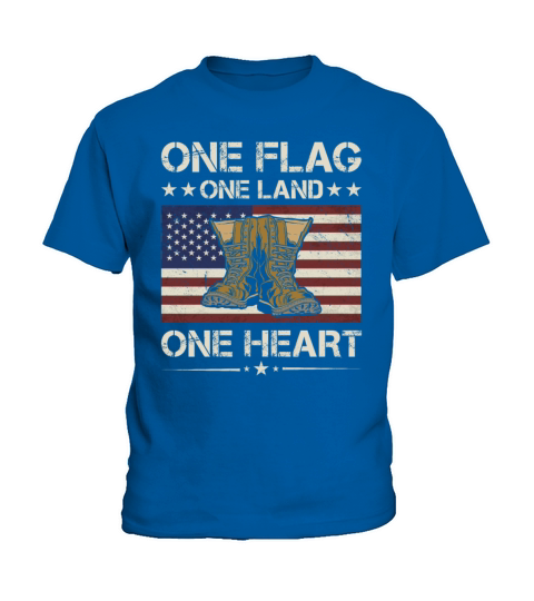 America One Flag One Land One Heart Army Veteran Kids T-Shirt