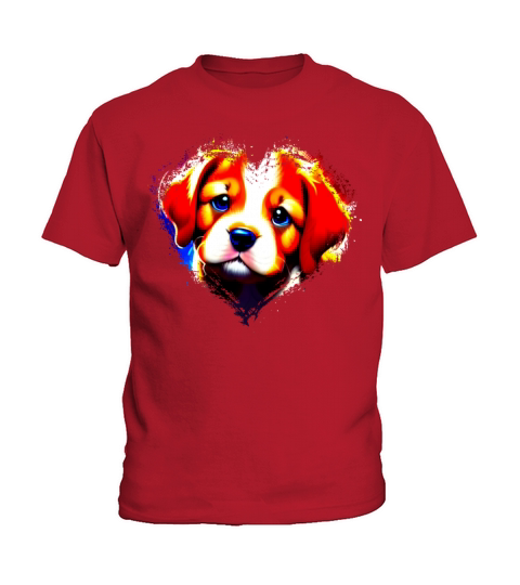 Cute Colorful Rainbow Dog Valentines Day Heart Kids T-Shirt