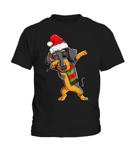 Dabbing Dachshund Santa Christmas Gifts Kids Boys Kids T-Shirt
