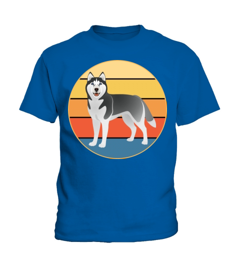 Funny Kawaii Cute Husky Dog Vintage Retro Sunset Kids T-Shirt