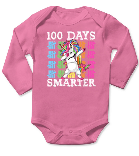 100 Days Of School Dabbing Unicorn Smarter Long Sleeve Baby One-Piece