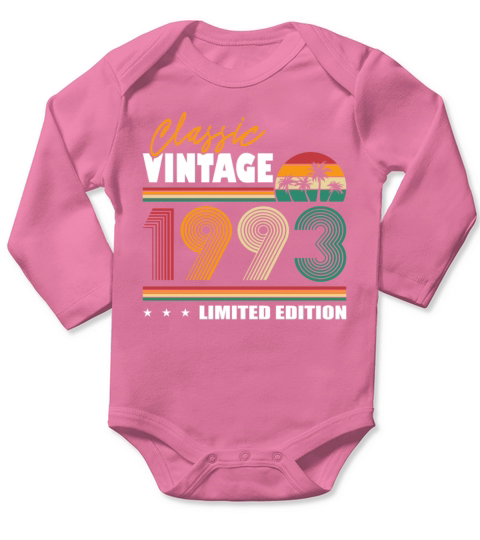 30th birthday born in 1993 classic vintage 1993 Long Sleeve Baby One-Piece