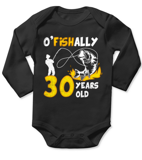 30th Birthday Fishing 1973 Vintage Fisherman Angle Long Sleeve Baby One-Piece