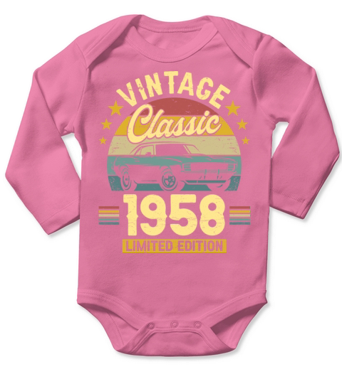 Classic 1958 65 Years Old Vintage 65th Birthday Long Sleeve Baby One-Piece
