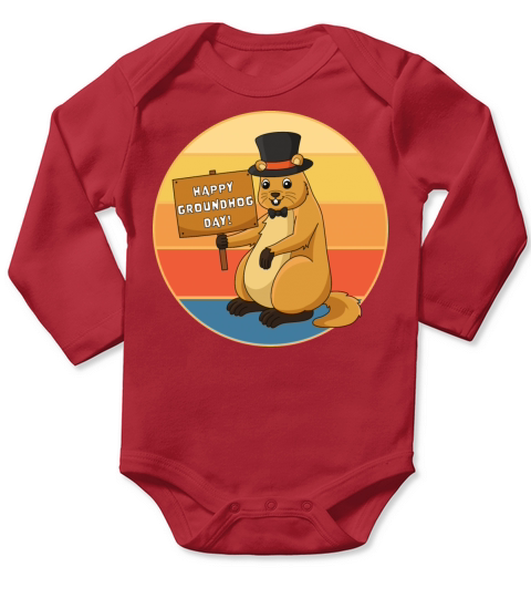 Cute Groundhog Retro Sunset Vintage Animal Lover Long Sleeve Baby One-Piece
