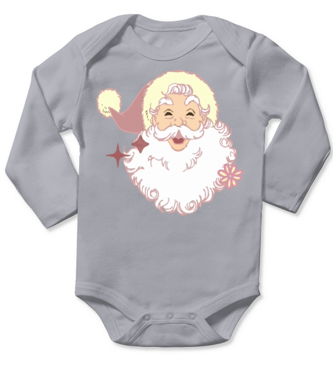 Merry Christmas Cute retro vintage pink Santa Claus Long Sleeve Baby One-Piece