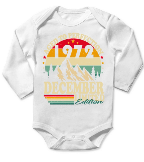 December 1972 Vintage Retro Birthday Long Sleeve Baby One-Piece