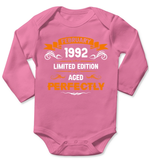 February 1992 Vintage Birthday Present Long Sleeve Baby One-Piece