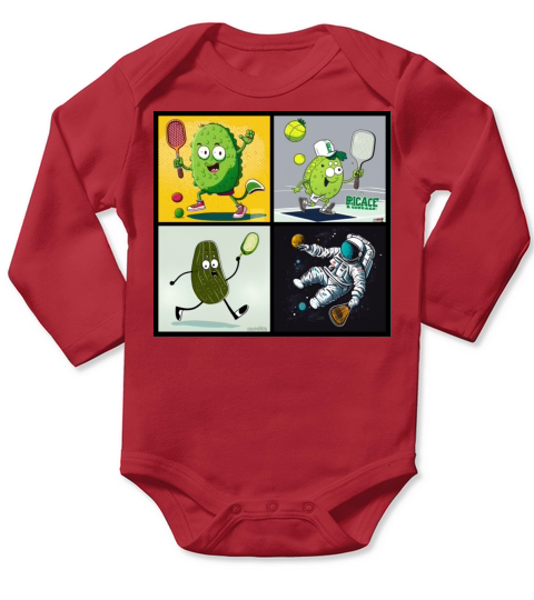 funny pickle playing pickleball - funny picklebal Long Sleeve Baby One-Piece