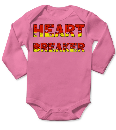 Heart Breaker Valentines Day Heart Typography Long Sleeve Baby One-Piece