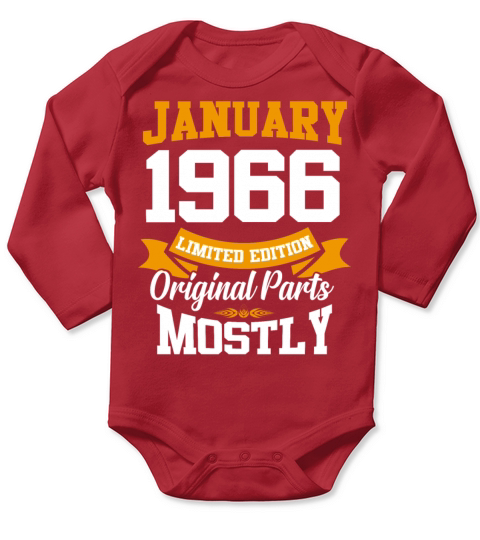 January 1966 Limited Edition Birthday Present Long Sleeve Baby One-Piece