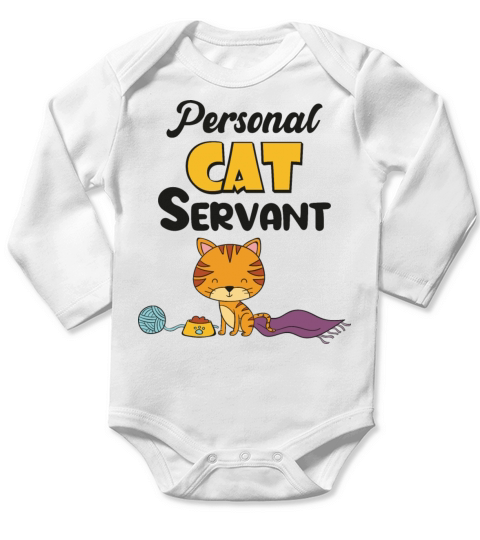 Personal Cat Servant Funny Cute Cat Servant Long Sleeve Baby One-Piece