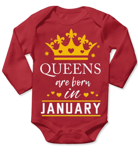 queens are born in january Long Sleeve Baby One-Piece