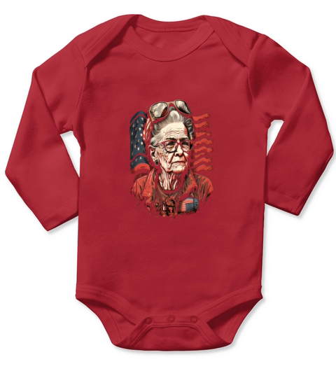Retired Military Vintage Veteran American Mom Long Sleeve Baby One-Piece