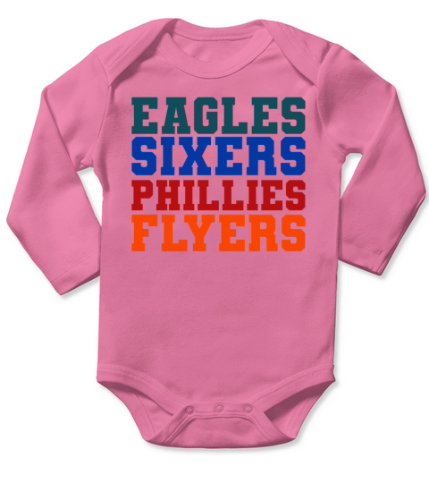 Retro Vintage Eagles Sixers Phillies Flyers Long Sleeve Baby One-Piece